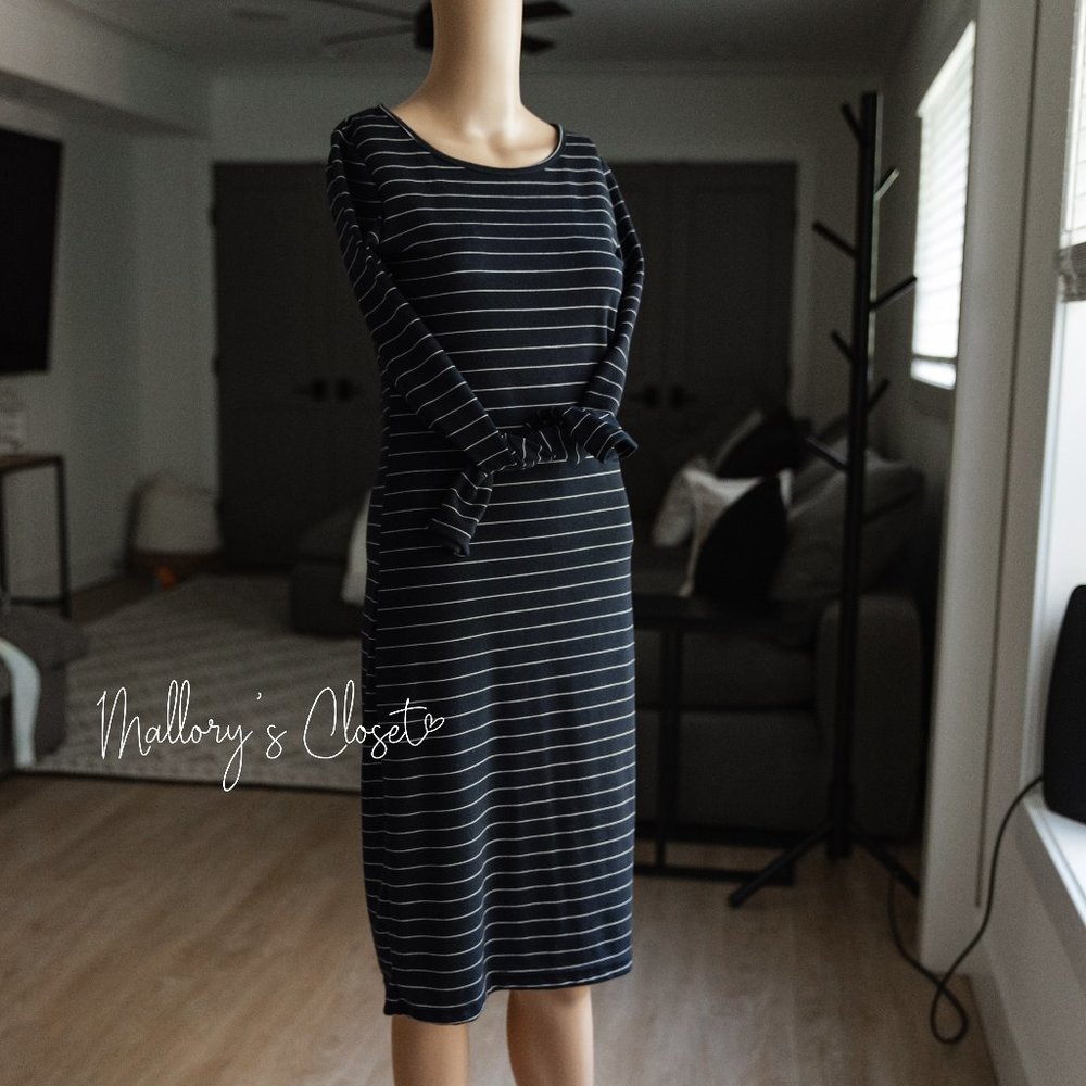 Sign Here Striped Cotton Midi Dress